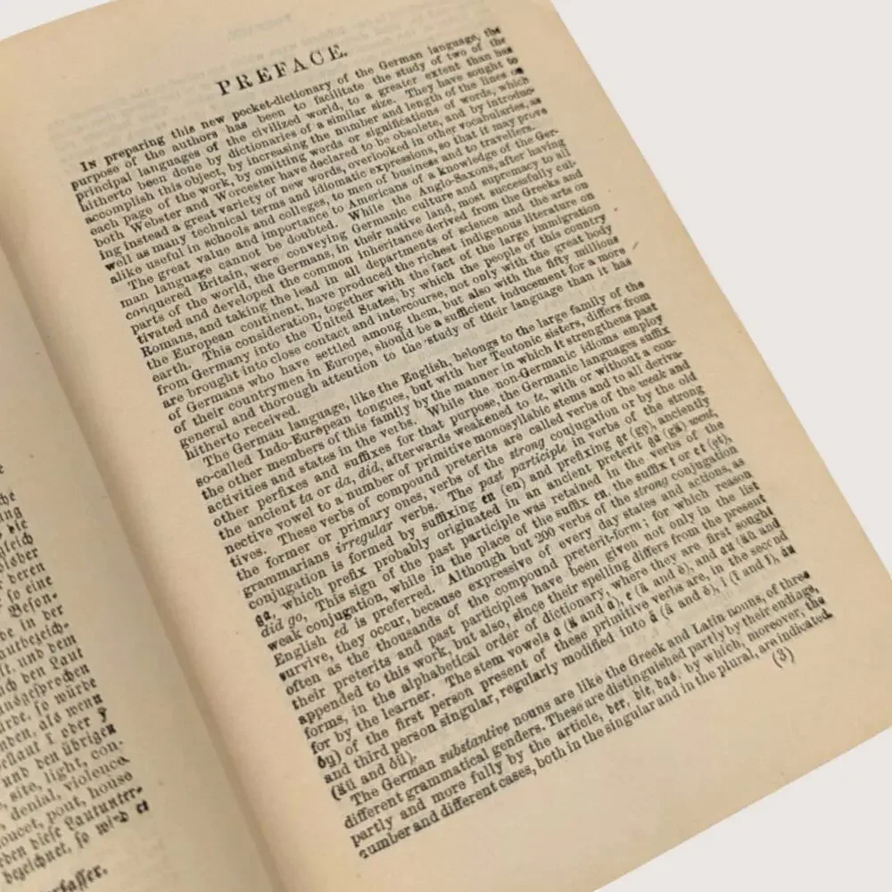 1870 Tafel Pronouncing English German Pocket Dictionary Hardcover Book